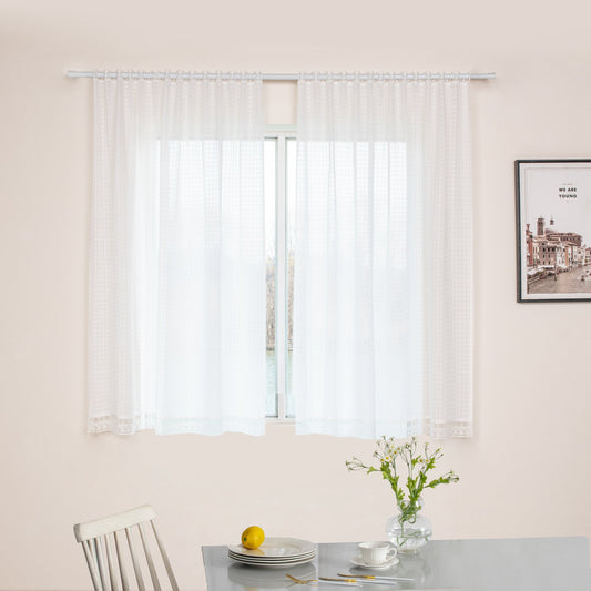 CORTINA DE COCINA CON DISEÑO DE CUADRITOS 90X150CM Y 70X150CMX2PCS Y 140X150CM - Viste Tu Hogar