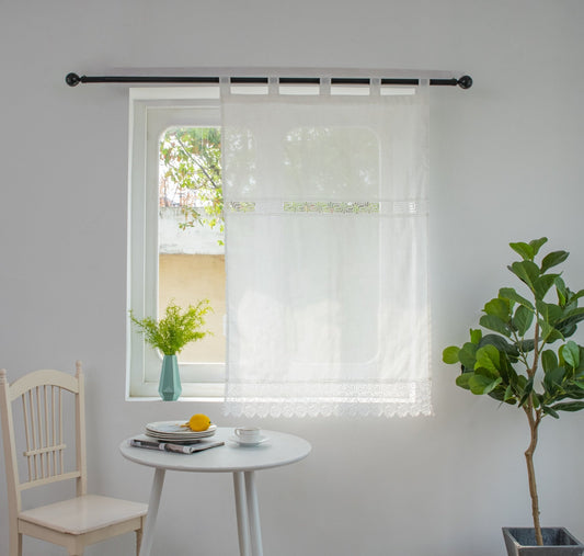 CORTINA DE COCINA CON DISEÑO LABERINTO CALADO 90X150CM Y 140X150CM Y 70X150CMX2PCS - Viste Tu Hogar