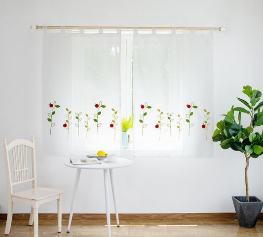 CORTINA DE COCINA CON ESCARABAJOS ESTAMPADOS 70X145CMX2PCS - Viste Tu Hogar