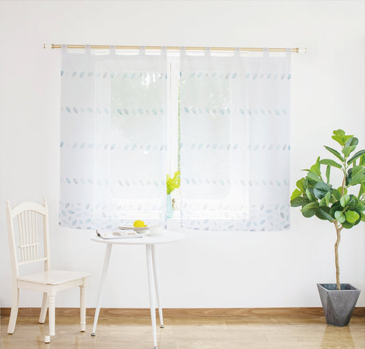 CORTINA DE COCINA CON ESTAMPADO DE HOJAS PEQUEÑAS 90X150CM Y 140X150CM Y 70X150CMX2PCS - Viste Tu Hogar