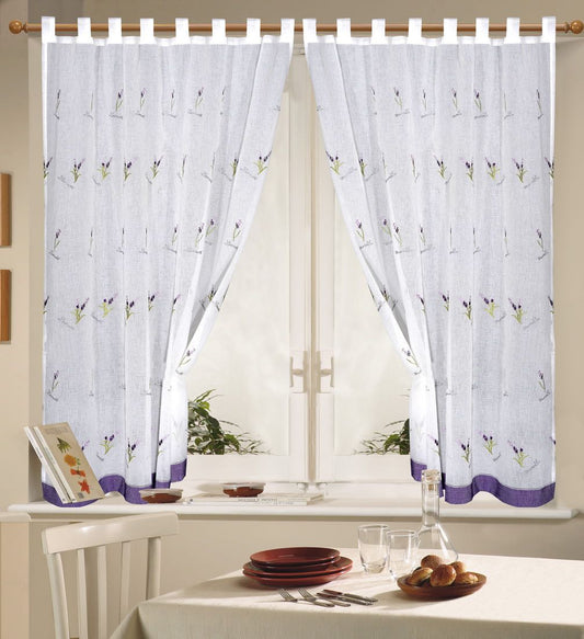 Cortina De Cocina Con Estampado De Lavanda Poliéster - VISTE TU HOGAR ONLINE