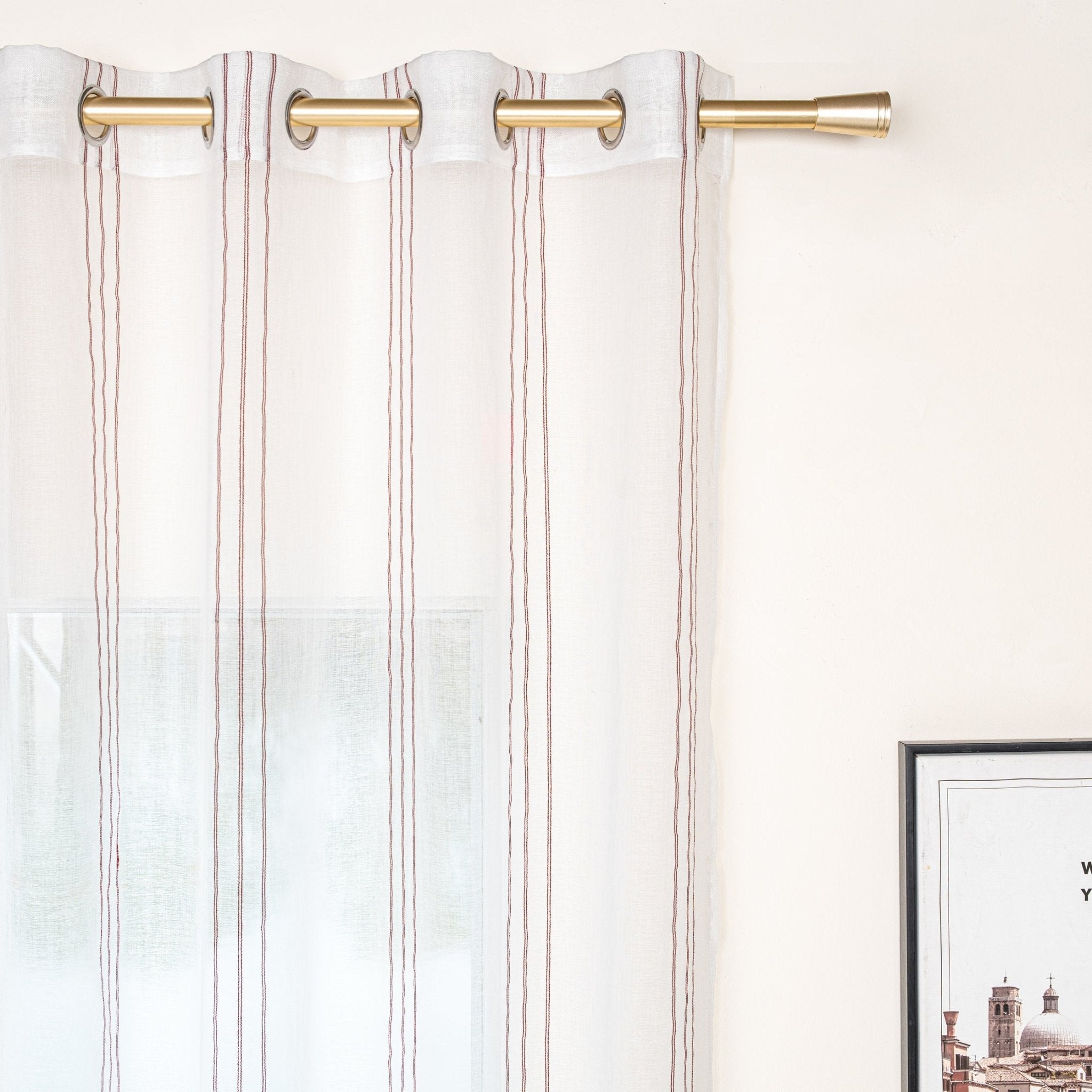 CORTINA DE GASA CON RAYAS VERTICALES DE HILOS PLATEADOS 140X260CM - Viste Tu Hogar CORTINA DE GASA CON RAYAS VERTICALES DE HILOS PLATEADOS 140X260CM - Viste Tu Hogar