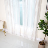 CORTINA DE GASA CON RAYAS VERTICALES DE HILOS PLATEADOS 140X260CM - Viste Tu Hogar CORTINA DE GASA CON RAYAS VERTICALES DE HILOS PLATEADOS 140X260CM - Viste Tu Hogar