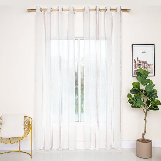 CORTINA DE GASA CON RAYAS VERTICALES DE HILOS PLATEADOS 140X260CM - Viste Tu Hogar