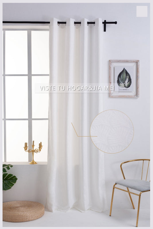 Cortina de Jacquard Poliéster Con Estampado De Flor De Abanico - VISTE TU HOGAR ONLINE