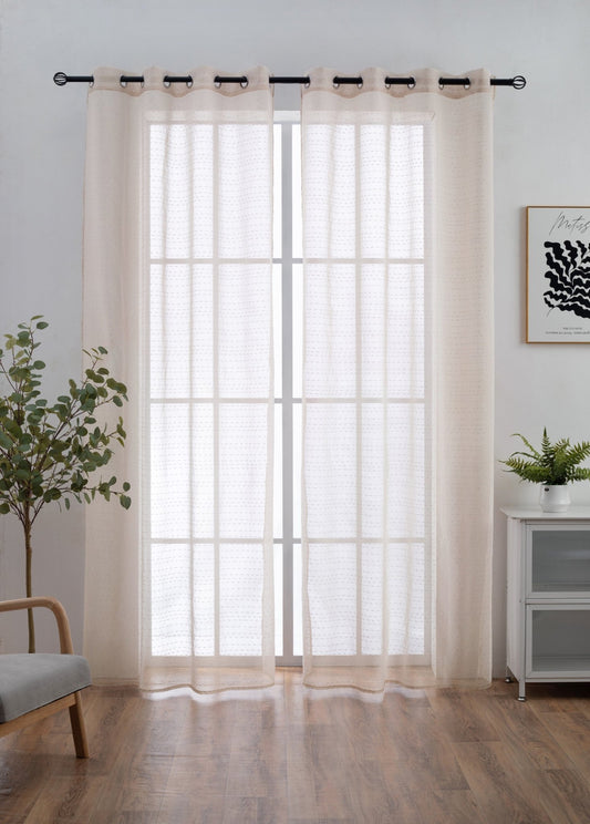 CORTINA DE VISILLO CON HILOS DE COLOR PLATA 140X260CM - Viste Tu Hogar