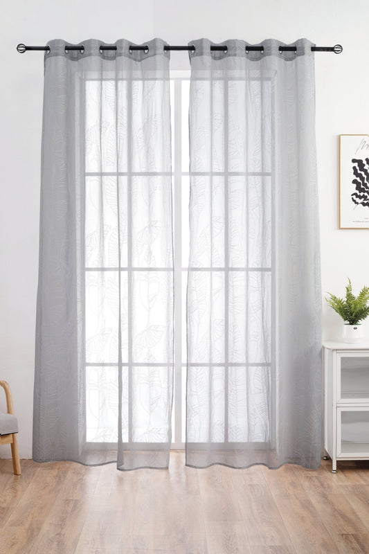 CORTINA DE VISILLO ESTAMPADO DE HOJAS EN VERTICAL 140X260CM - Viste Tu Hogar