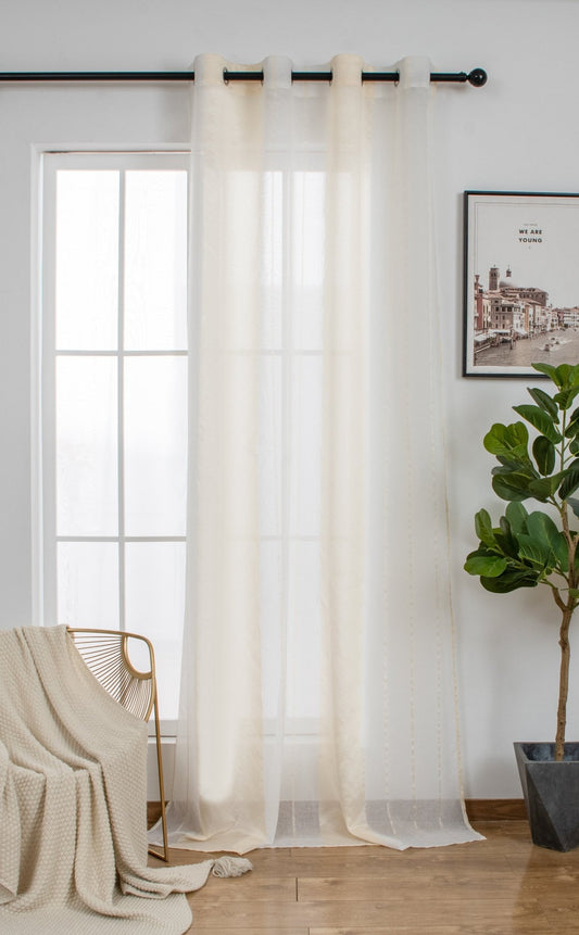 Cortina De Visillo Tránslucido Poliéster Hilo Doris Con Doble Color 140x260cm - VISTE TU HOGAR ONLINE