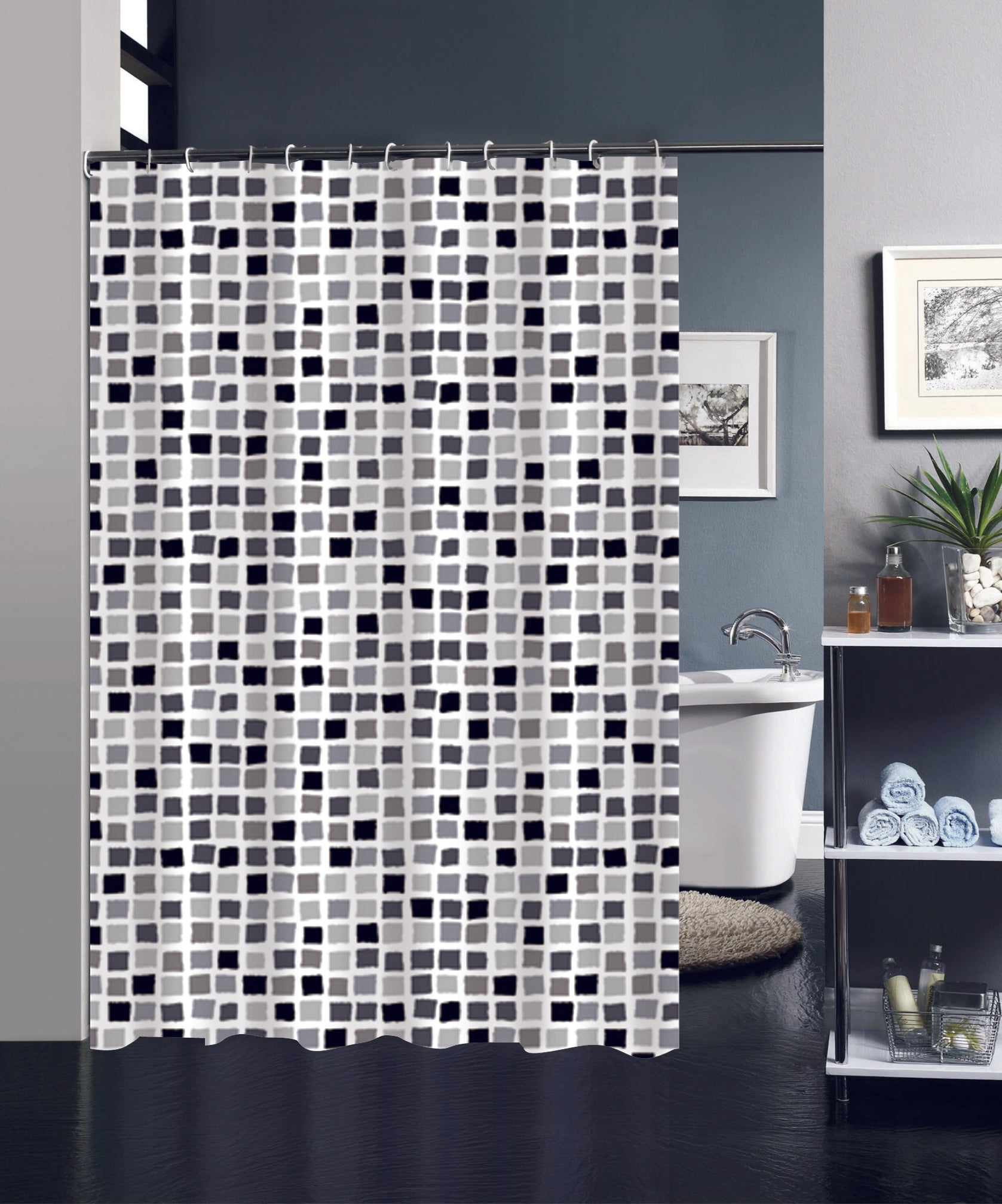 Cortina De Baño Plástico Poliéster Con Varios Estampados 180X180cm