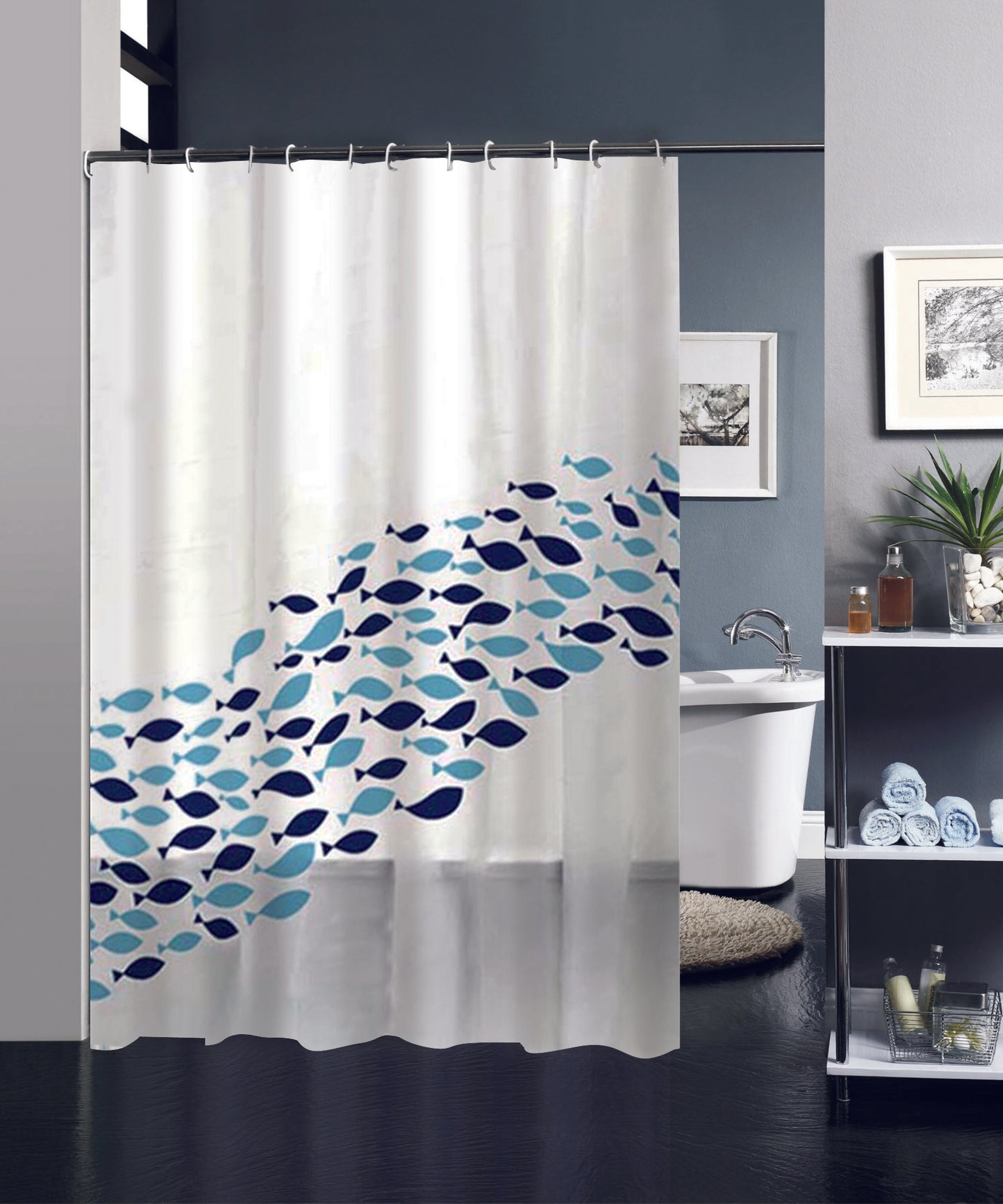 Cortina De Baño Plástico Poliéster Con Varios Estampados 180X180cm