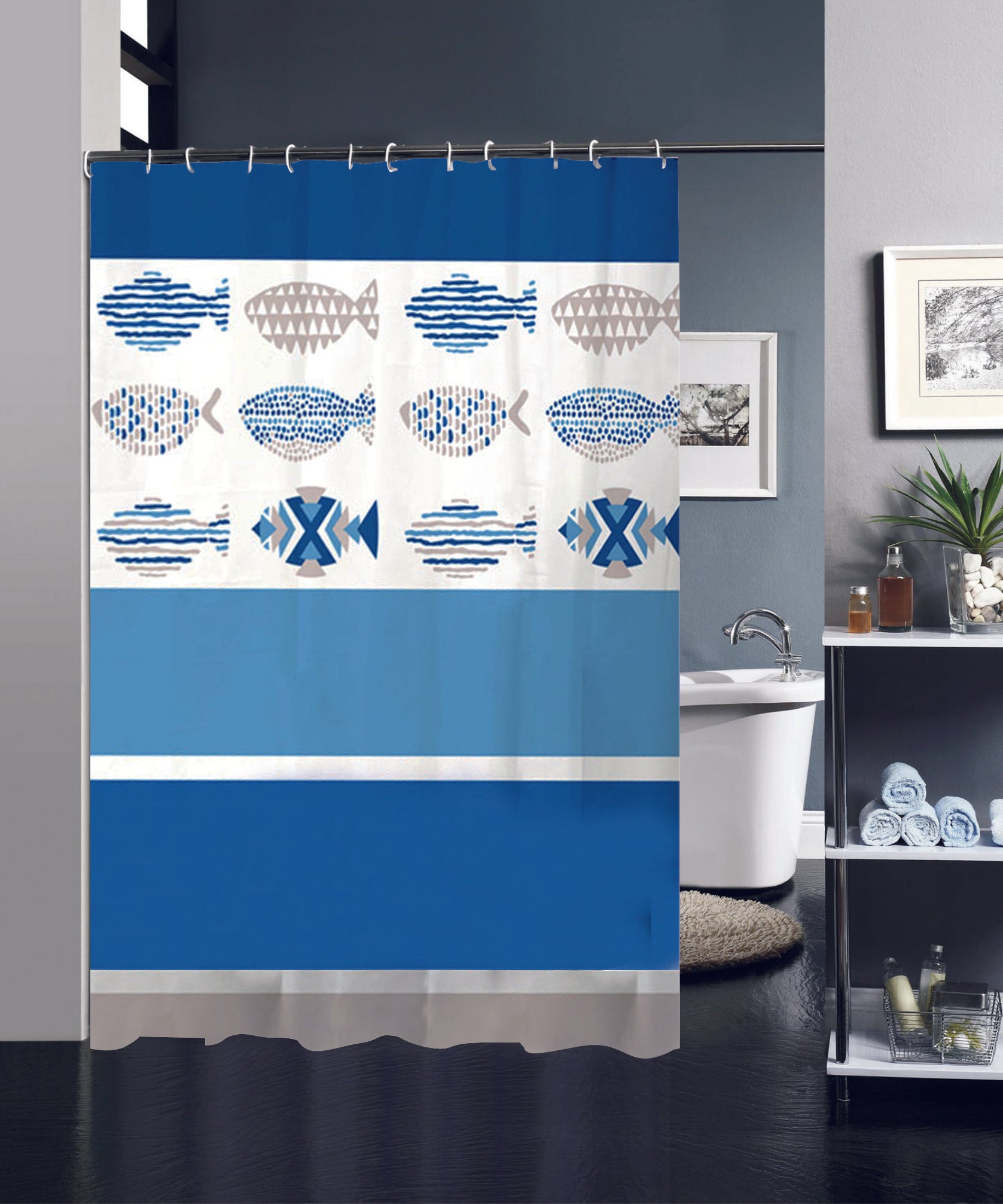 Cortina De Baño Plástico Poliéster Con Varios Estampados 180X180cm