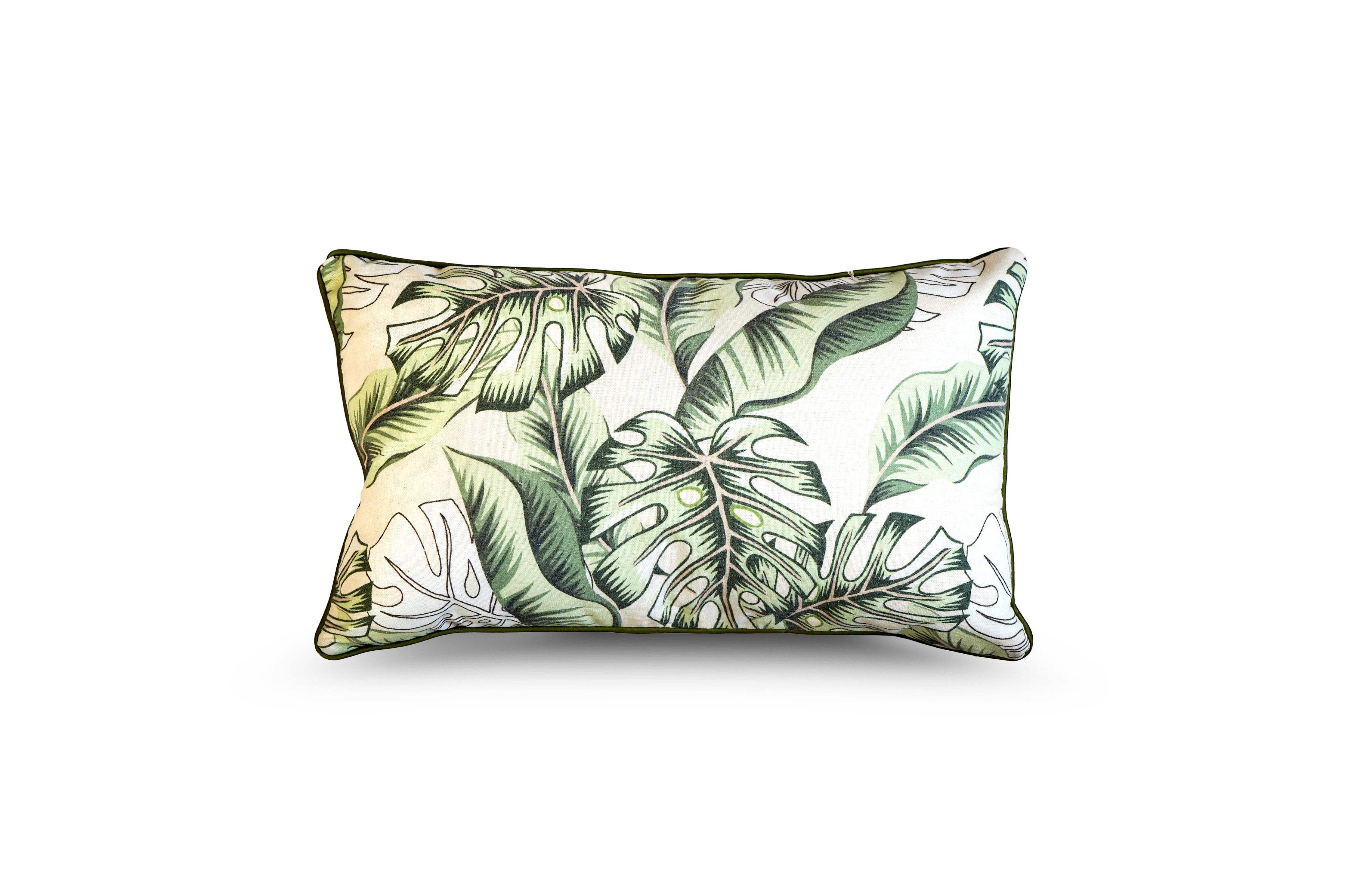 Leaf Design Cushion with Green Border Multisize