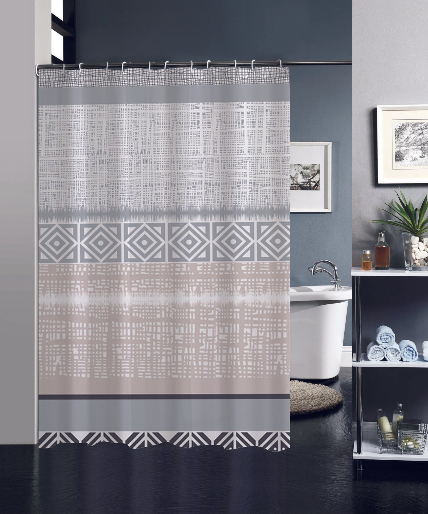 Cortina De Baño Plástico Poliéster Con Varios Estampados 180X180cm