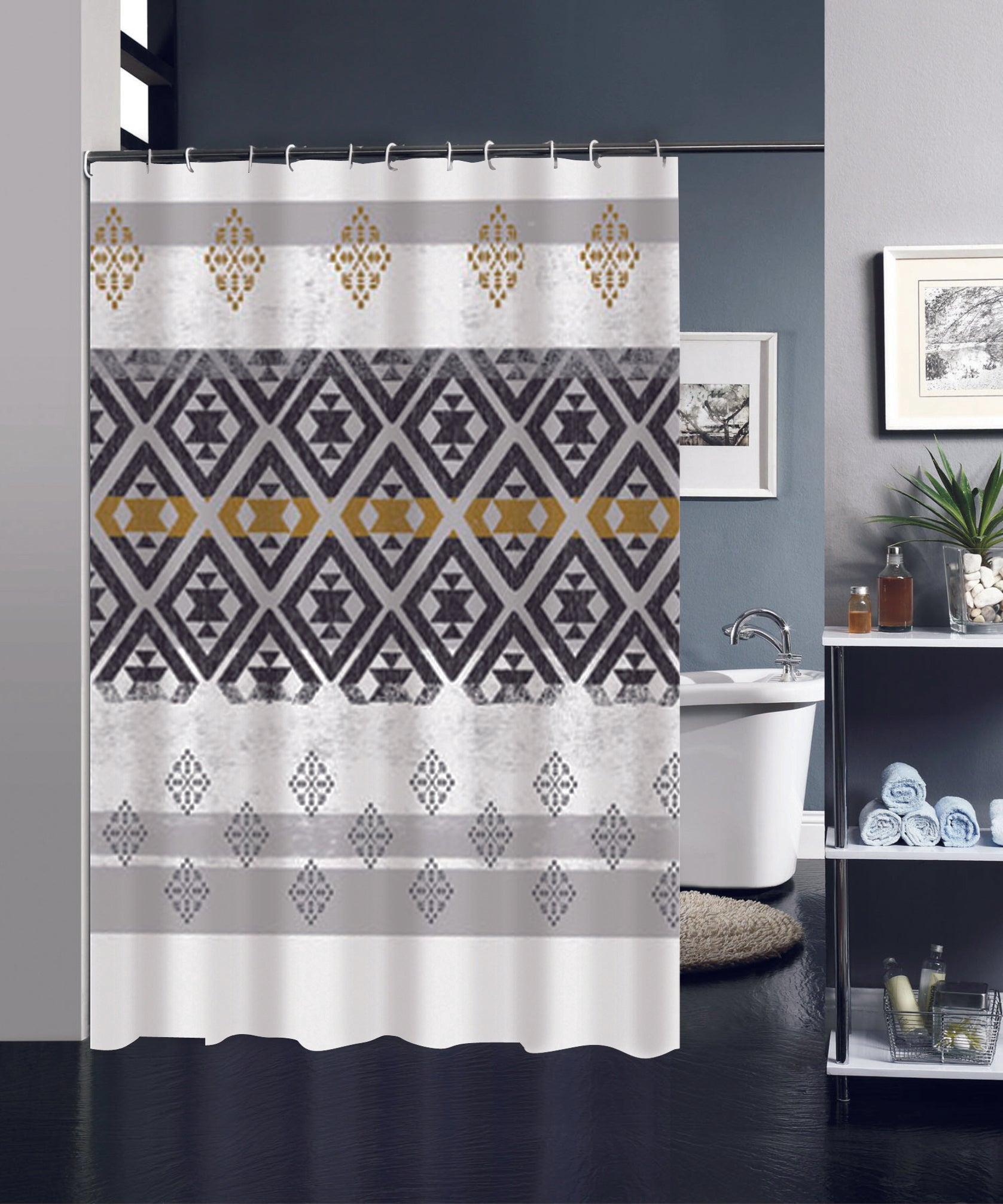 Cortina De Baño Plástico Poliéster Con Varios Estampados 180X180cm