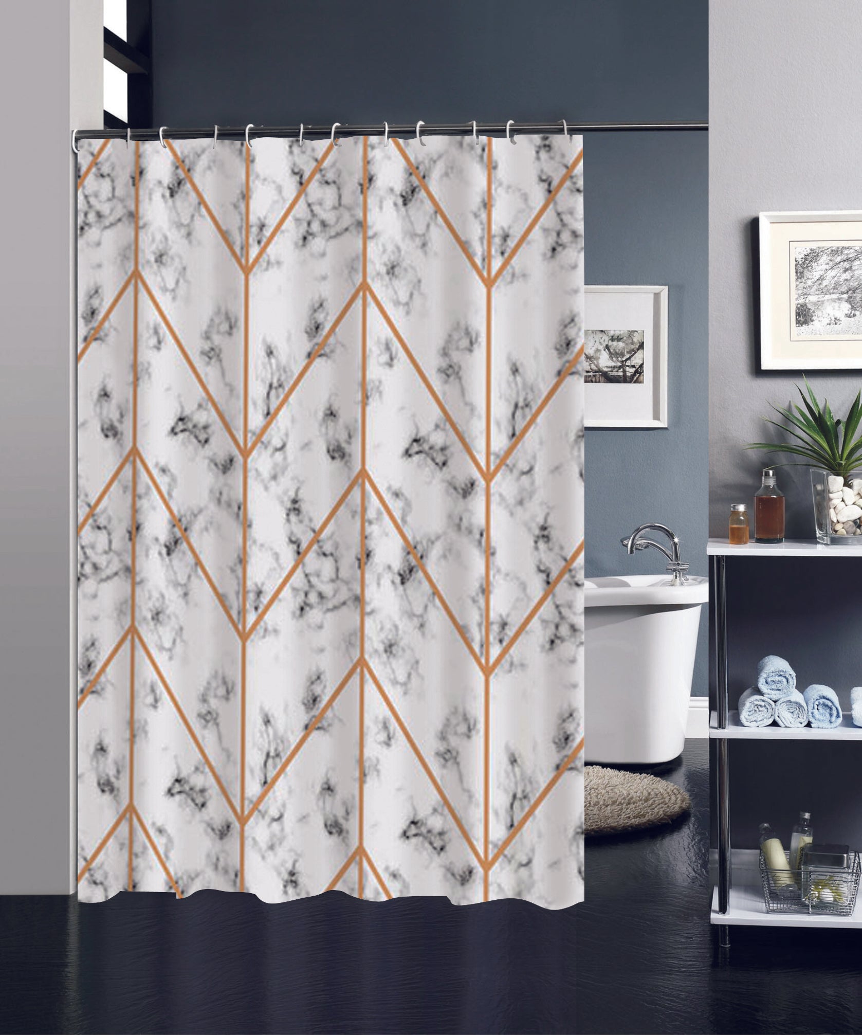 Cortina De Baño Plástico Poliéster Con Varios Estampados 180X180cm