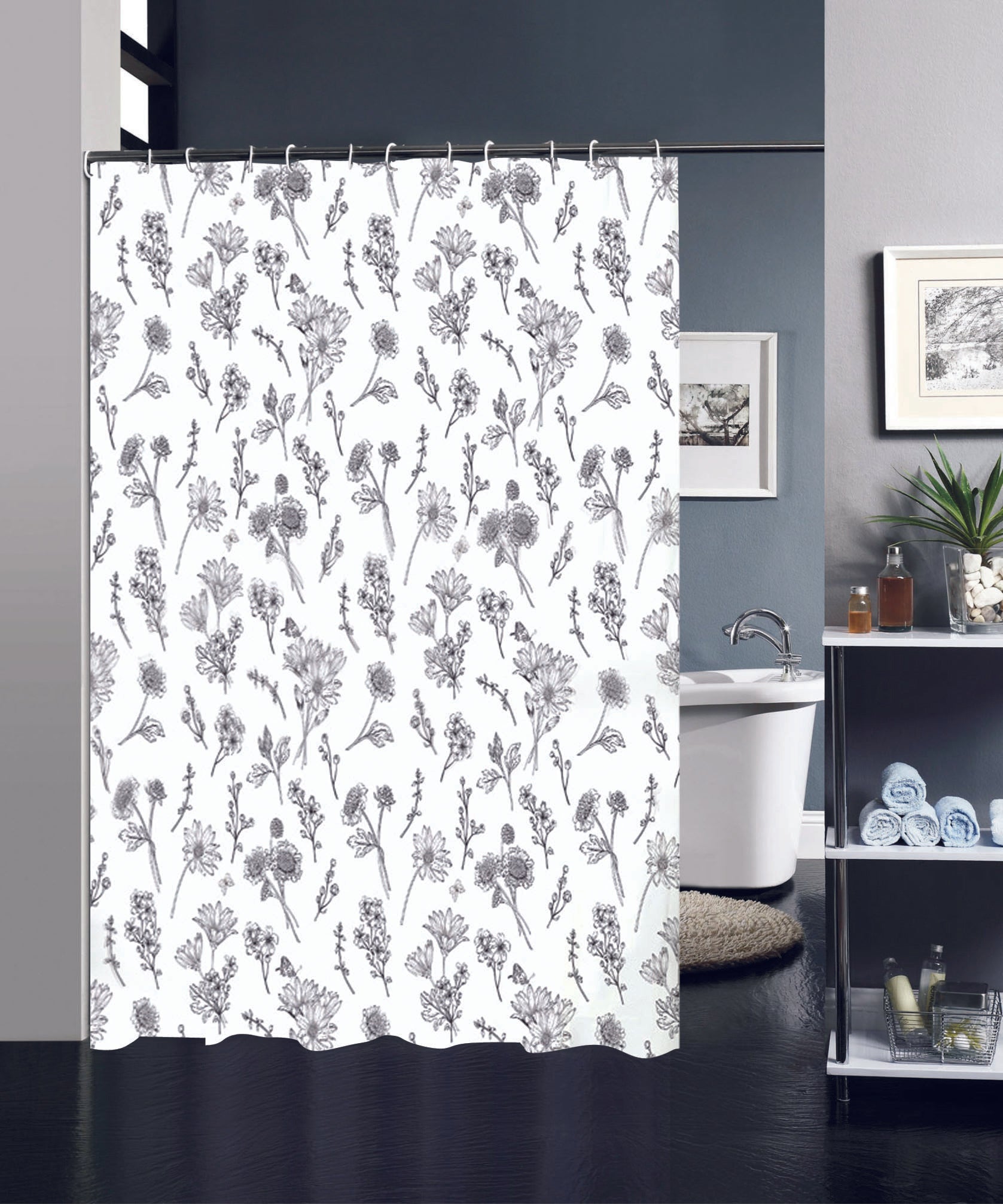 Cortina De Baño Plástico Poliéster Con Varios Estampados 180X180cm