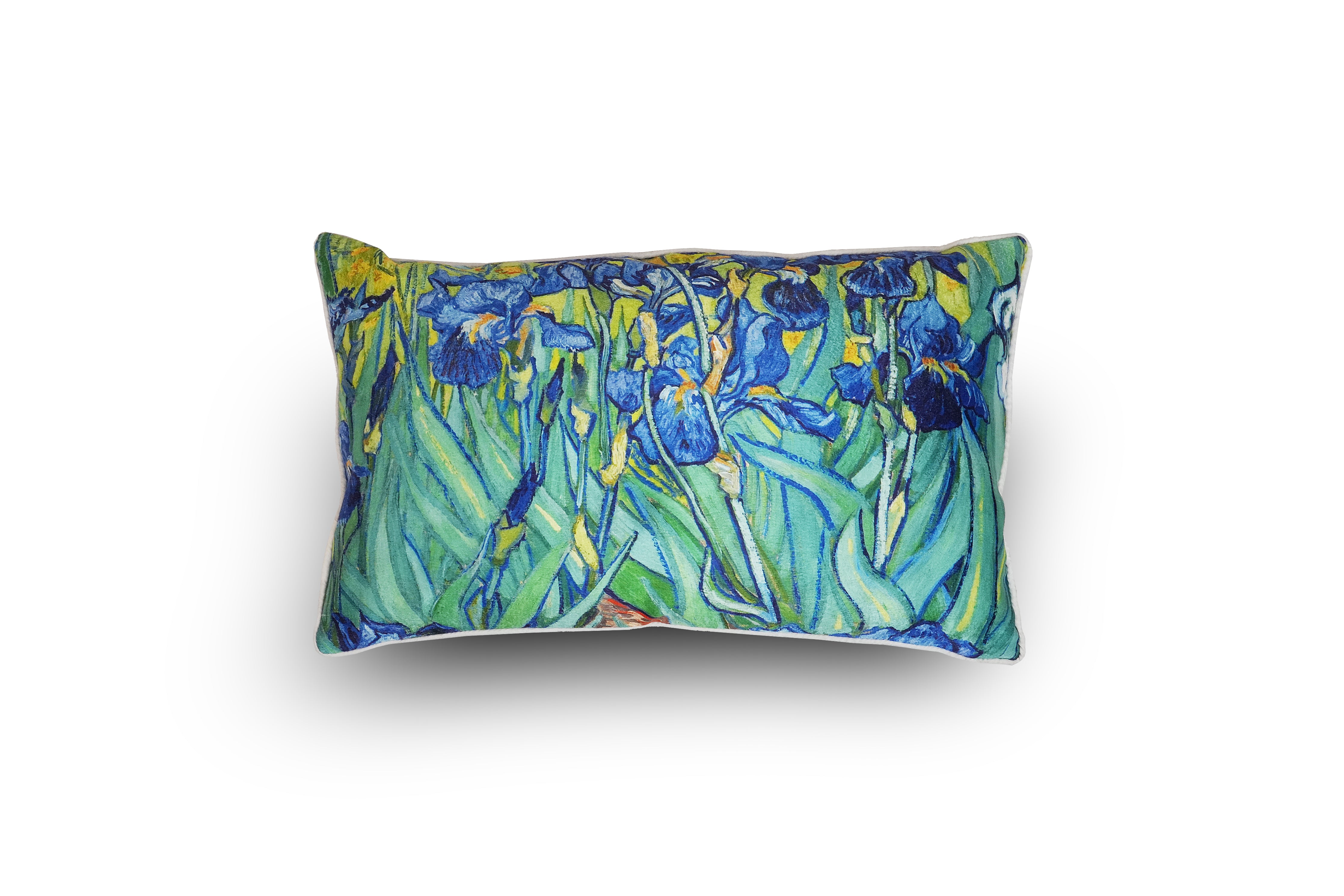 Cushion 30X50 Flowers - Green base with blue flowers