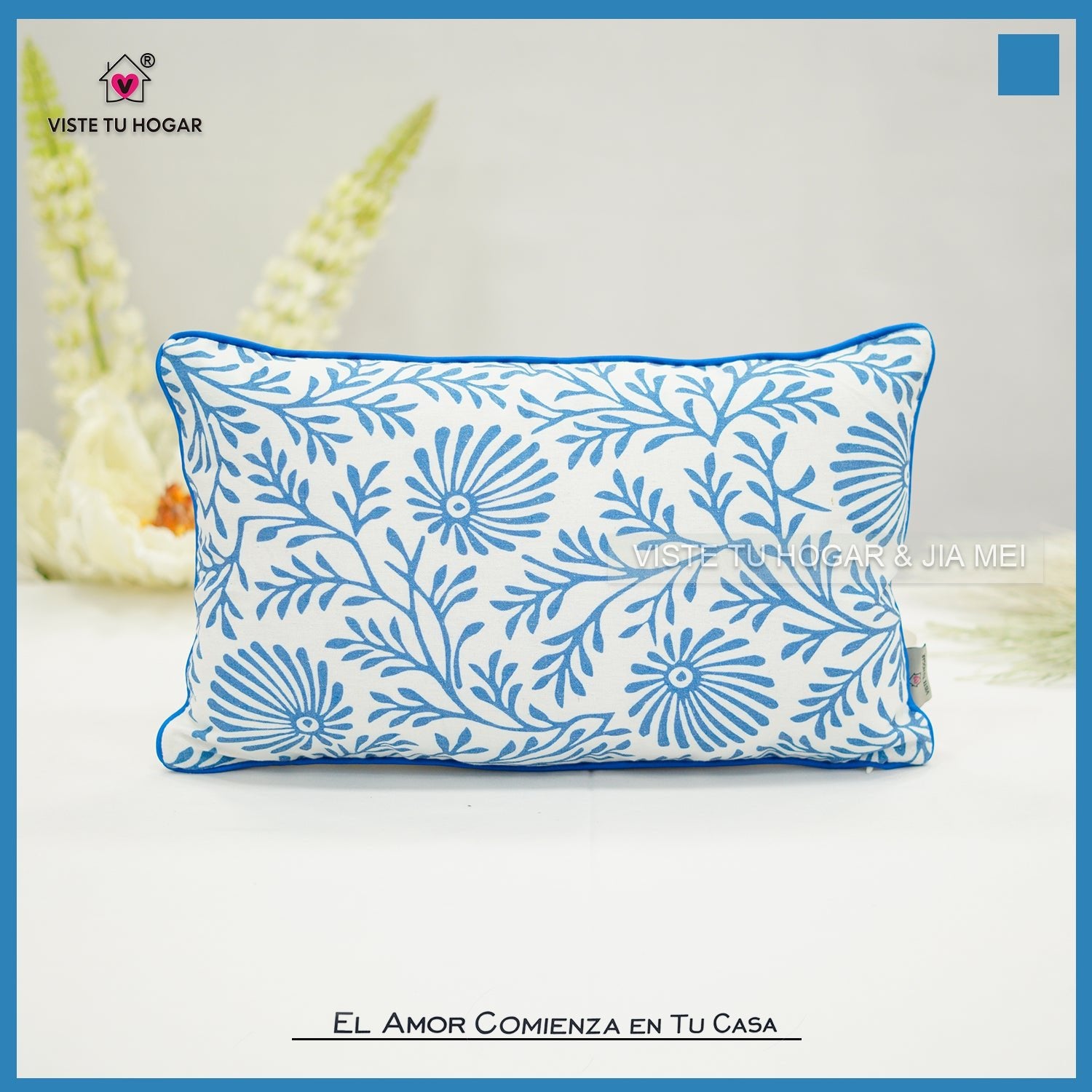 Cojín Jacquard Algodón Y Poliéster Con Diseño De Flor - VISTE TU HOGAR ONLINE