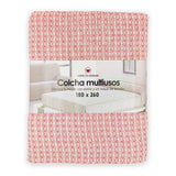 Colcha Multiuso 85%Algodón Reciclado 15% Poliéster Diseño Cuadritos Rosa - VISTE TU HOGAR ONLINE