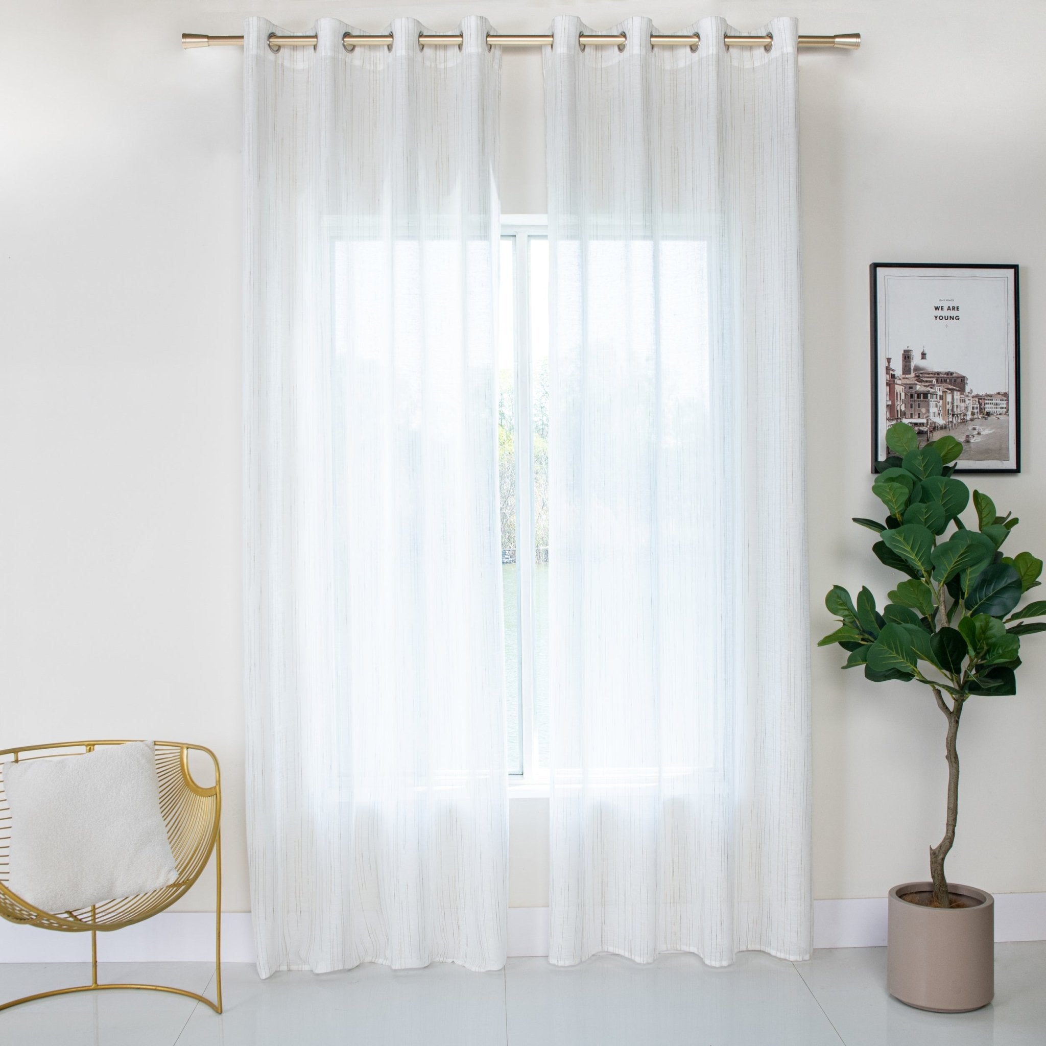 CORTINAS DE GASA A RAYAS HORIZONTALES 140X260CM - Viste Tu Hogar