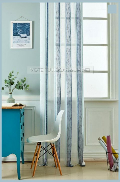 Cortinas De Visillo Lino y Poliéster Con Estampado De Doble Color - VISTE TU HOGAR ONLINE