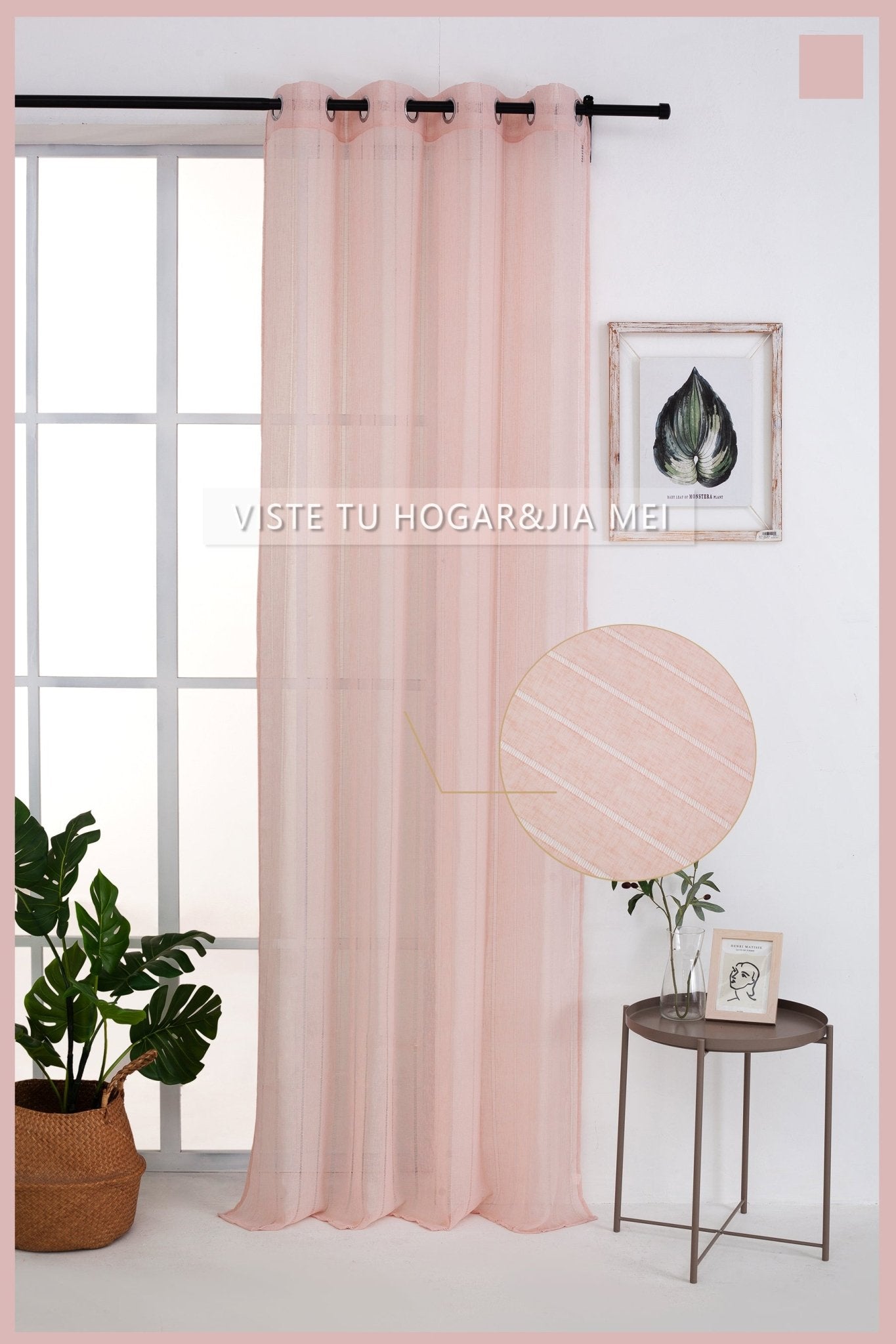 Cortinas De Visillo Lino y Poliéster Decorado Con líneas Verticales - VISTE TU HOGAR ONLINE