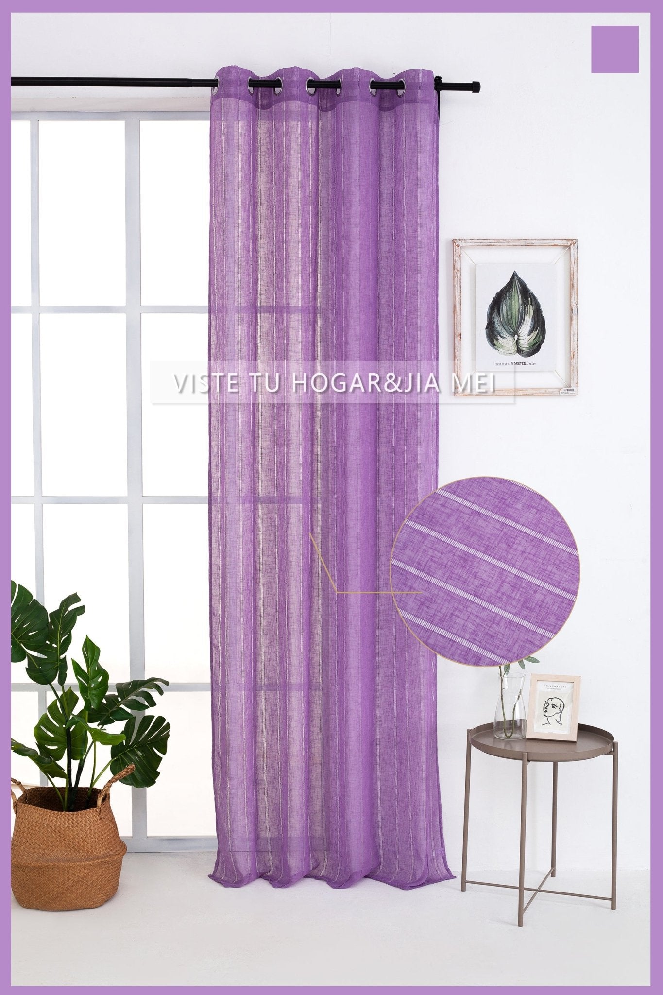 Cortinas De Visillo Lino y Poliéster Decorado Con líneas Verticales - VISTE TU HOGAR ONLINE