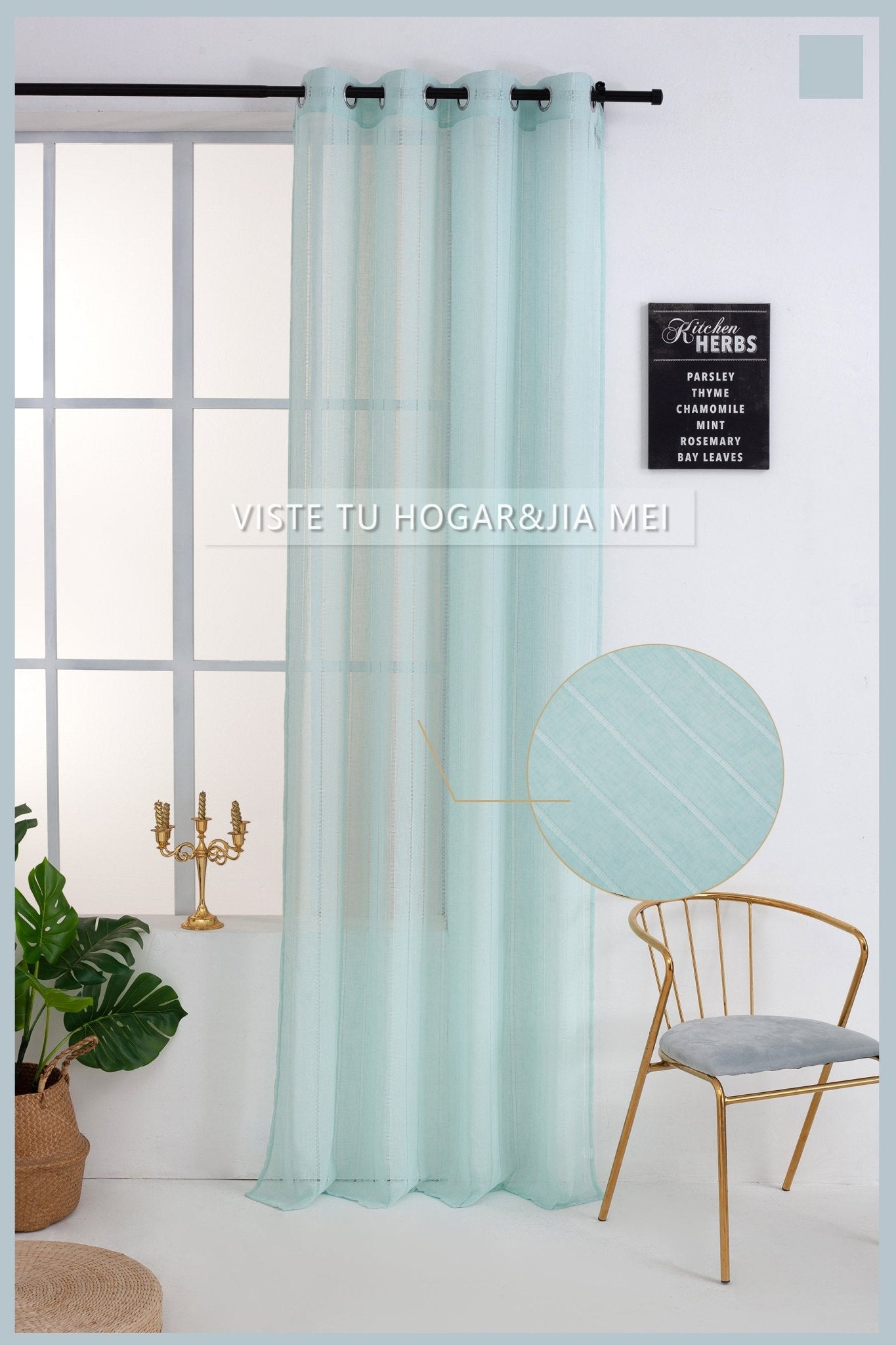 Cortinas De Visillo Lino y Poliéster Decorado Con líneas Verticales - VISTE TU HOGAR ONLINE