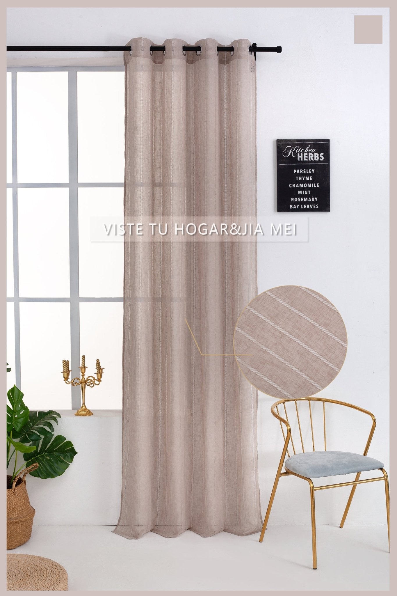 Cortinas De Visillo Lino y Poliéster Decorado Con líneas Verticales - VISTE TU HOGAR ONLINE