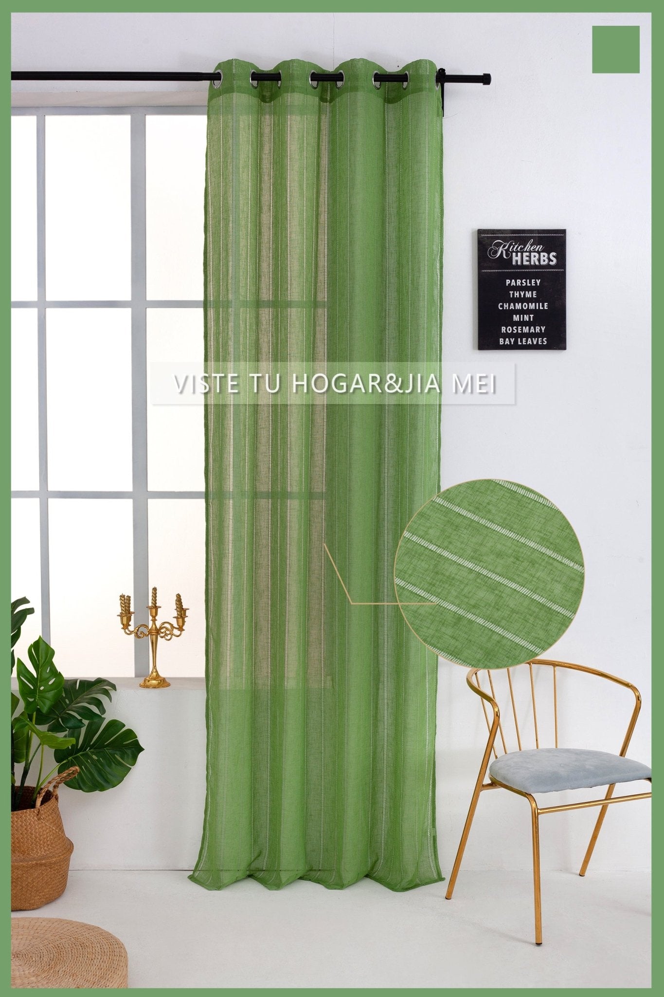 Cortinas De Visillo Lino y Poliéster Decorado Con líneas Verticales - VISTE TU HOGAR ONLINE