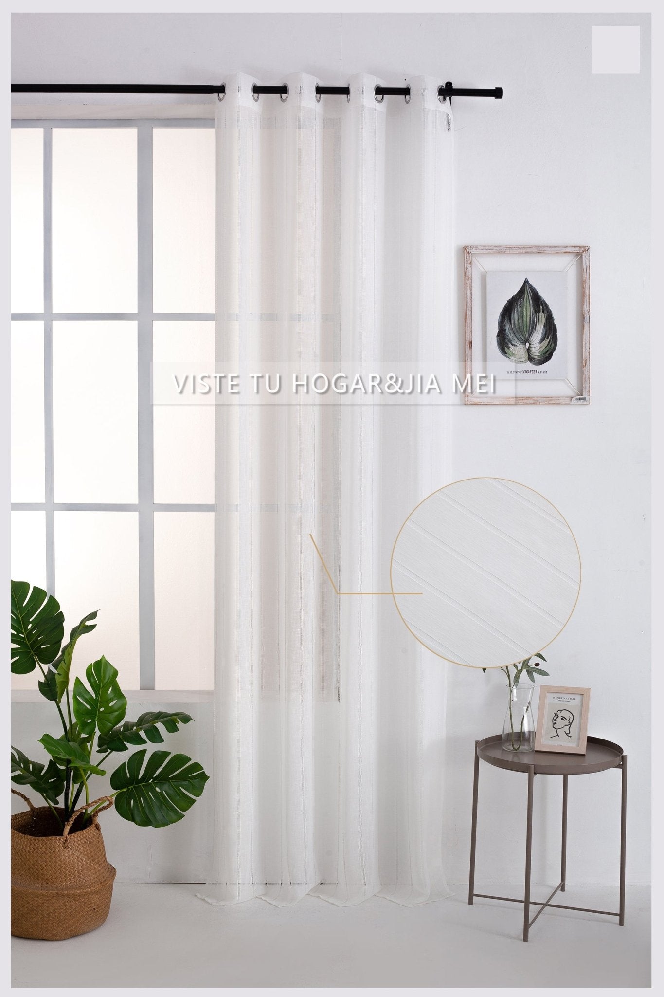 Cortinas De Visillo Lino y Poliéster Decorado Con líneas Verticales - VISTE TU HOGAR ONLINE