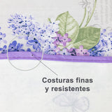 Mantel Antimancha Impermeable Con DIseño De Flores Moradas - VISTE TU HOGAR ONLINE