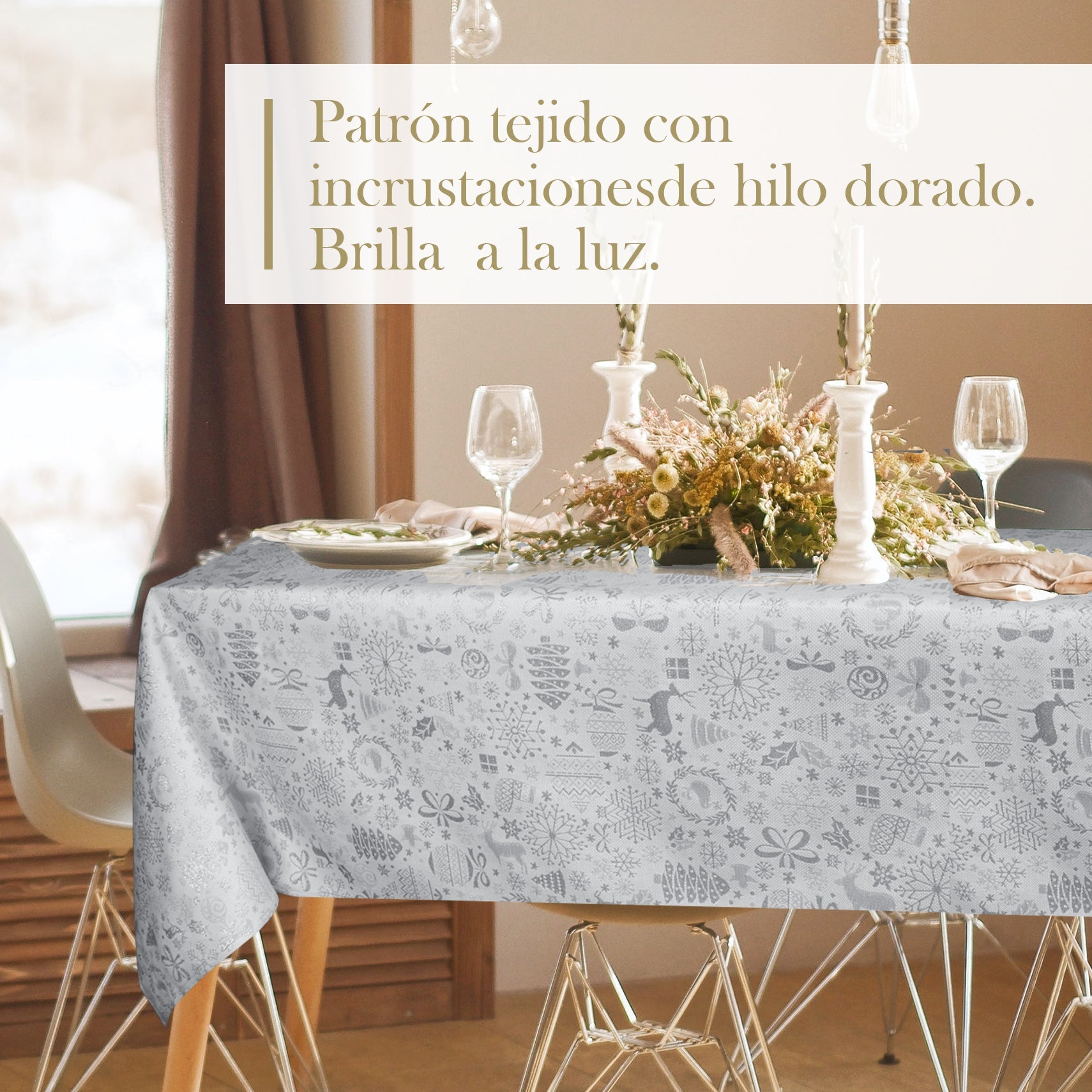 Mantel De Navidad Multilla 60% Poliéster, 30% Algodón, 10% Poliamida Con Diseño Ciervos - VISTE TU HOGAR ONLINE