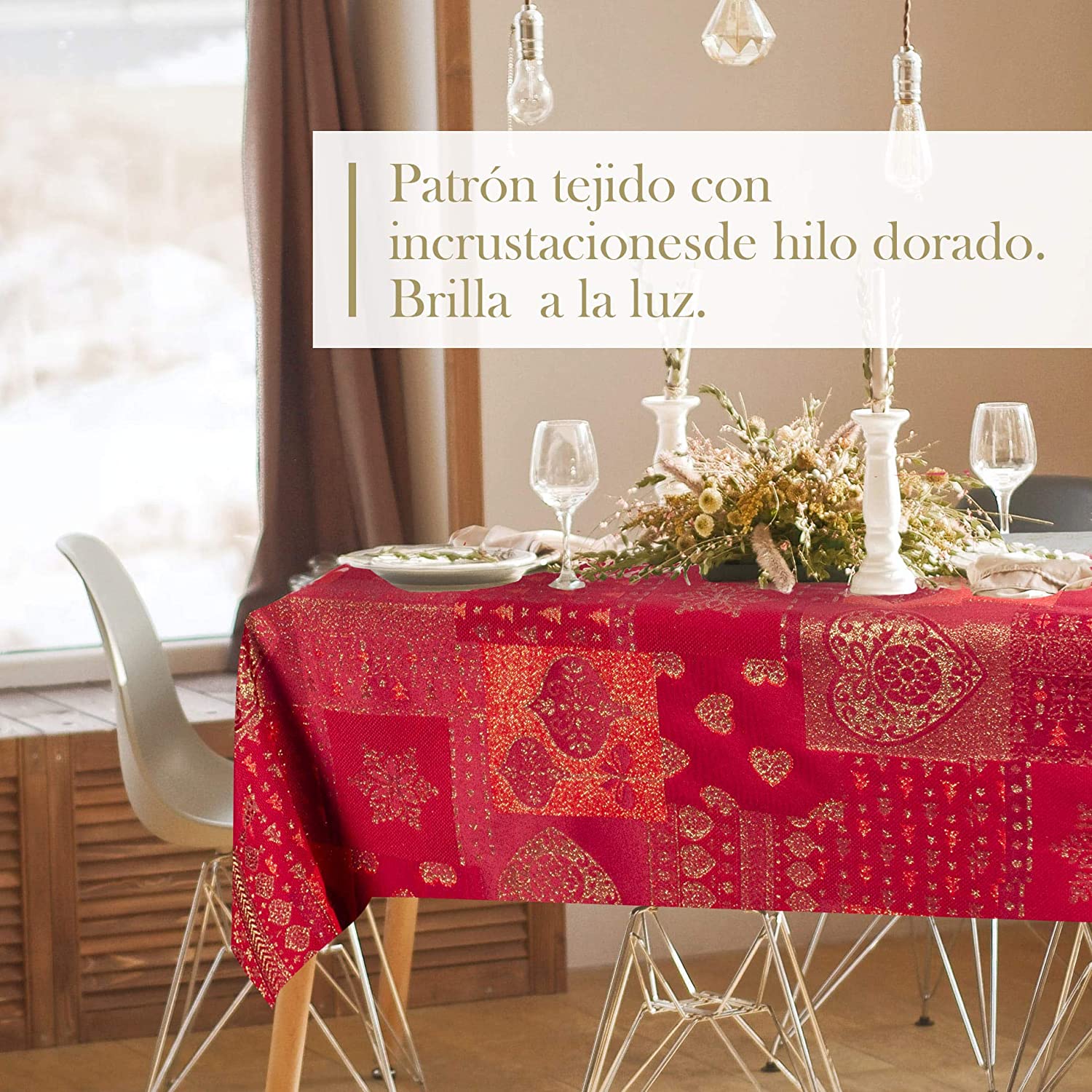 Mantel De Navidad Multilla 60% Poliéster, 30% Algodón, 10% Poliamida Con Diseño Corazones Rojo - VISTE TU HOGAR ONLINE